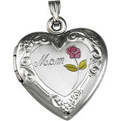 Sterling Silver Three Color Mom Heart Shaped Locketsterling 