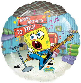 18" Happy Birthday-Sponge Bob Guitar Foil Balloon Case Pack 25happy 
