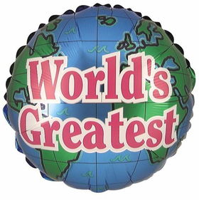 18" "World's Greatest" - Globe - Foil Balloon Case Pack 25world 