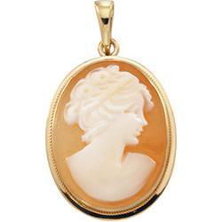 14K Yellow Gold Cornelian Shell Cameo Pendantyellow 