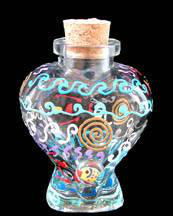 Under The Sea Design - Hand Painted - Large Heart Shaped Bottle with Cork top - 6 oz. - 4.5" tallsea 