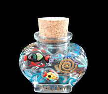 Under The Sea Design - Hand Painted - Small Heart Shaped Bottle with Cork top - 2 oz. - 2" tallsea 