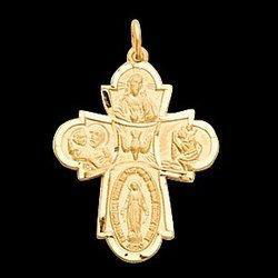14K Yellow Gold 4-Way Cross Medalyellow 