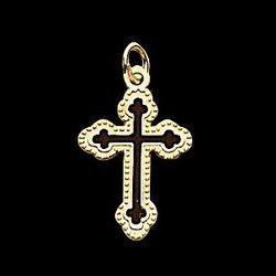 14K Yellow Gold Maroon Enamel Cross Pendantyellow 