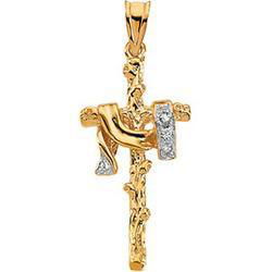 14K Two Tone Gold Robe Cross Pendanttwo 
