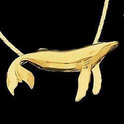 14K Yellow Gold Whale Pendant Slideyellow 