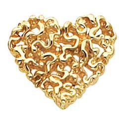 14K Yellow Gold Heart Shaped Pendantyellow 