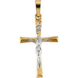 14K Two Tone Gold Crucifix Pendanttwo 