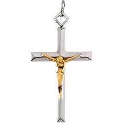 Sterling Silver Two Tone Crucifix Pendantsterling 