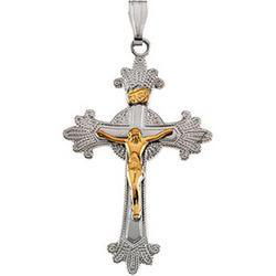Sterling Silver Two Tone Crucifix Pendantsterling 