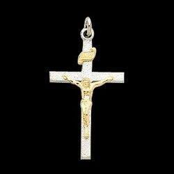Yellow Gold Filled Two Tone Crucifix Pendantyellow 