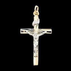 Yellow Gold Filled Two Tone Crucifix Pendantyellow 