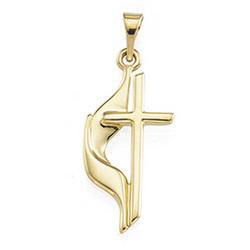 14K White Gold Methodist Cross Pendantwhite 