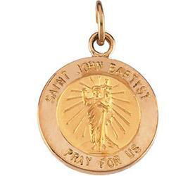 Sterling Silver Round St John The Baptist Pendant Medalsterling 