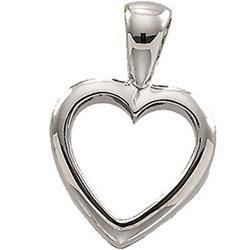 14K White Gold Heart Shaped Pendantwhite 