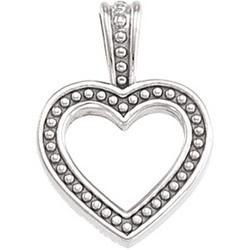 14K White Gold Heart Shaped Pendantwhite 