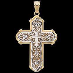 14K Two Tone Gold Cross Pendanttwo 