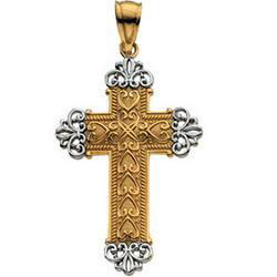 14K Two Tone Gold Cross Pendanttwo 