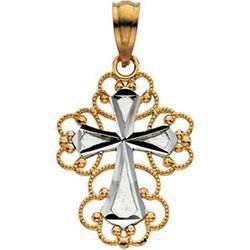 14K Two Tone Gold Cross Pendanttwo 