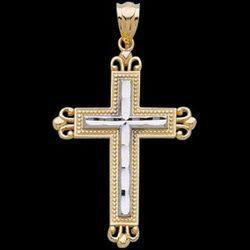 14K Two Tone Gold Cross Pendanttwo 