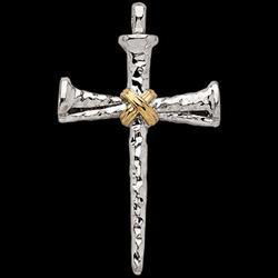 14K Yellow Gold Two-Tone Cross Pendant Cross Pendantyellow 
