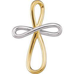 14K Two Tone Gold Metal Fashion Crosstwo 