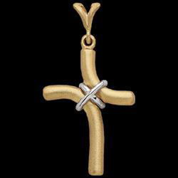 14K Two Tone Gold Cross Pendanttwo 
