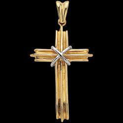 14K Two Tone Gold Cross Pendanttwo 