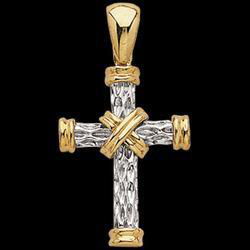 14K Yellow Gold Two-Tone Cross Pendantyellow 