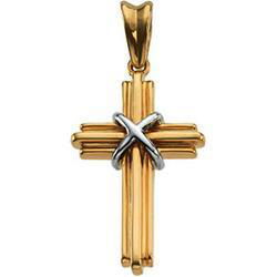 14K Yellow Gold Two-Tone Cross Pendantyellow 