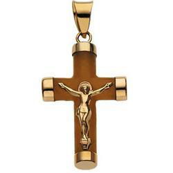 14K Yellow Gold Yellow Jade Round Crucifixyellow 