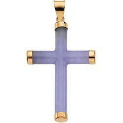 14K Yellow Gold Lavender Jade Round Crossyellow 