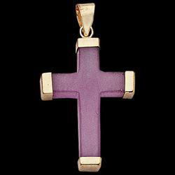 14K Yellow Gold Lavender Jade Square Crossyellow 