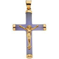 14K Yellow Gold Lavender Jade Square Crucifixyellow 