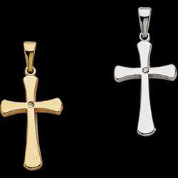 14K White Gold Cross W/Diamondwhite 