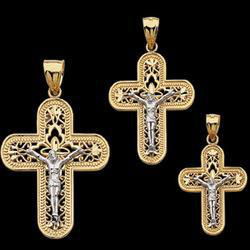 14K Two Tone Gold Crucifix Pendanttwo 