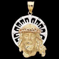 14K Yellow Gold Three Color Jesus Pendantyellow 