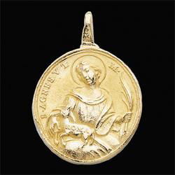 14K Yellow Gold St. Agnes & Holy Mother Teresa Pendantyellow 