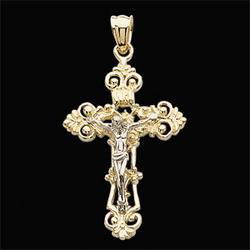 14K Two Tone Gold Crucifix Pendanttwo 