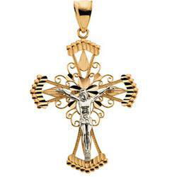 14K Two Tone Gold Crucifix Pendanttwo 