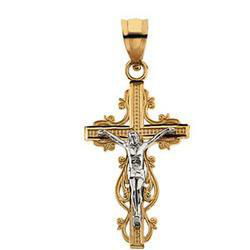14K Two Tone Gold Crucifix Pendanttwo 
