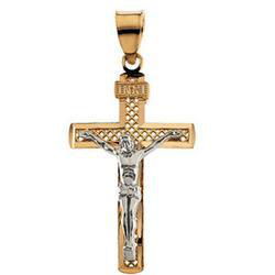 14K Two Tone Gold Crucifix Pendanttwo 
