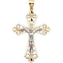 14K Two Tone Gold Crucifix Pendanttwo 