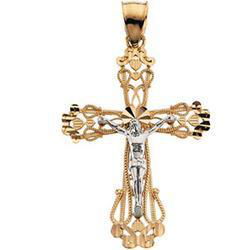 14K Two Tone Gold Crucifix Pendanttwo 