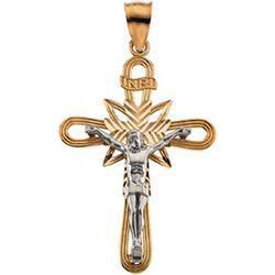 14K Two Tone Gold Crucifix Pendanttwo 