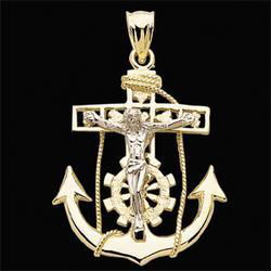 14K Two Tone Gold Mariner's Crosstwo 