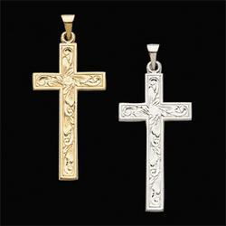 14K White Gold Fancy Cross Pendantwhite 