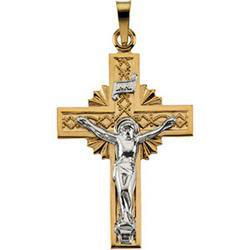 14K Yellow Gold Two-Tone Crucifix Pendantyellow 