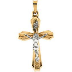 14K Two Tone Gold Crucifix Pendanttwo 