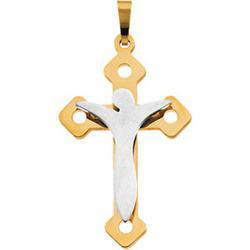 14K Two Tone Gold Crucifix Pendanttwo 